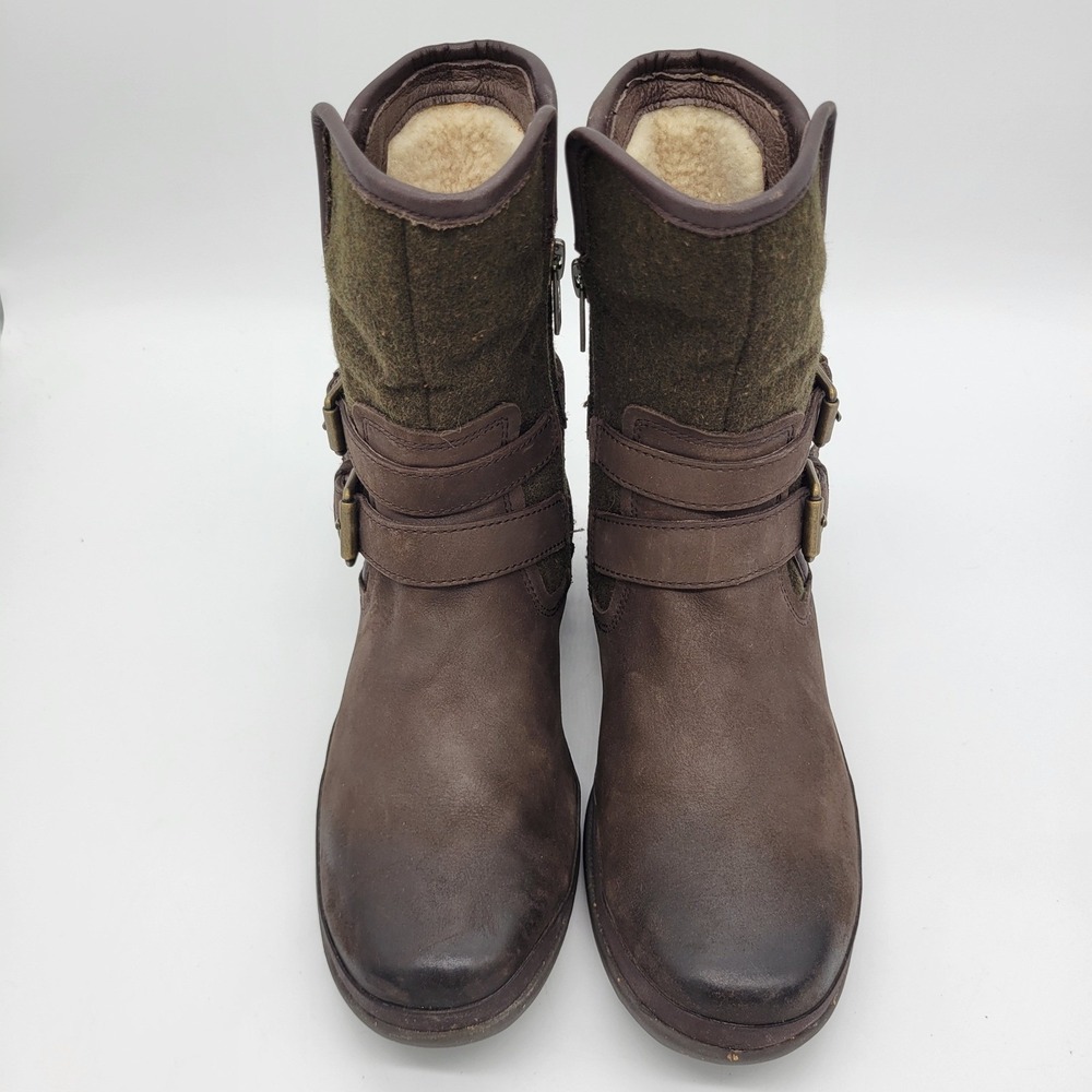 UGG Simmens Brown Leather Wool Waterproof Boots 1005269 Womens 6